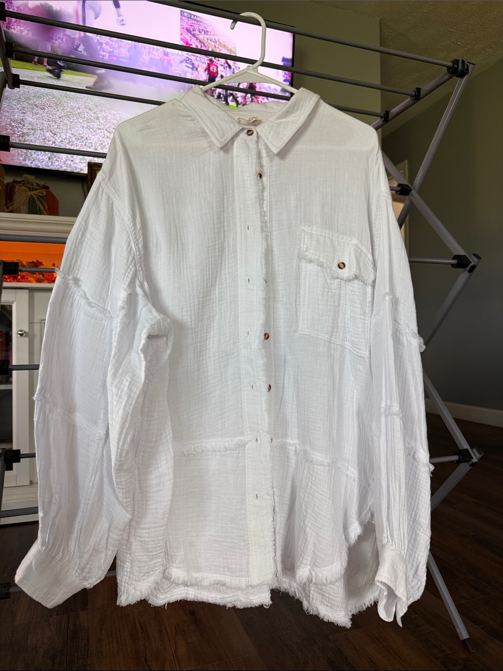 easel White Gauze Button-Down Shirt